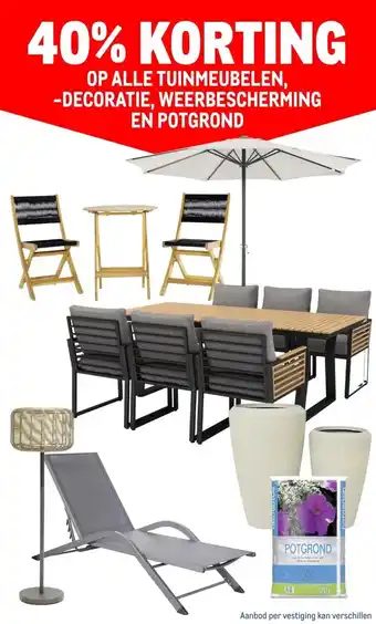 Makro OP ALLE TUINMEUBELEN, -DECORATIE, WEERBESCHERMING EN POTGROND aanbieding