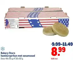 Makro Bakery Stars hamburgerbun met sesamzaad aanbieding