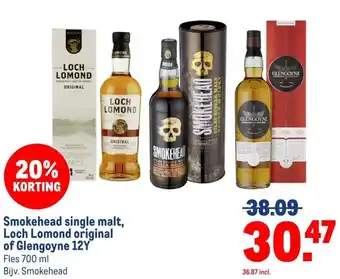 Makro Smokehead single malt, Loch Lomond original of Glengoyne 12Y aanbieding