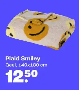 Kwantum Plaid Smiley Geel, 140x180 cm aanbieding
