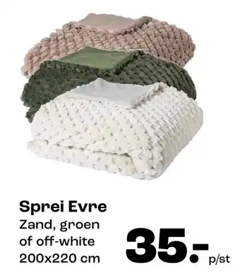 Kwantum Sprei Evre Zand, groen of off-white aanbieding