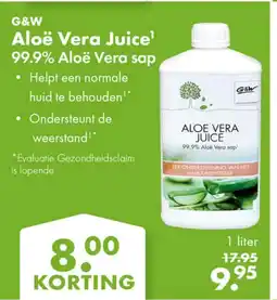 Gezond & Wel G&W Aloë Vera Juice¹ 99.9% Aloë Vera sap aanbieding