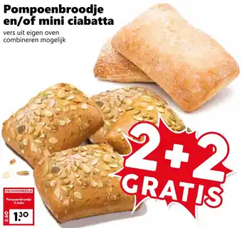 CoopCompact Pompoenbroodje en/of mini ciabatta aanbieding