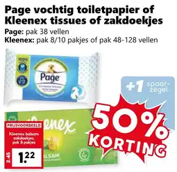 CoopCompact Page vochtig toiletpapier of Kleenex tissues of zakdoekjes aanbieding