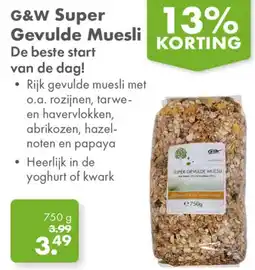 Gezond & Wel G&W Super Gevulde Muesli aanbieding