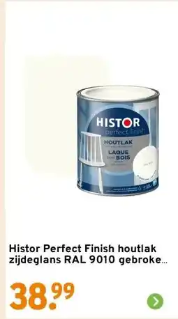 GAMMA Histor Perfect Finish houtlak zijdeglans RAL 9010 gebroken wit 750 ml aanbieding