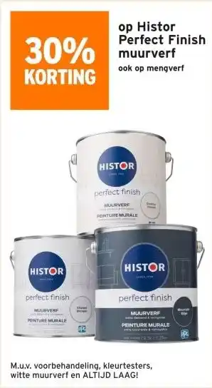 GAMMA 30% KORTING op Histor Perfect Finish muurverf ook op mengverf aanbieding