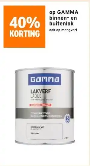 GAMMA 40% korting op GAMMA binnen- en buitenlak aanbieding