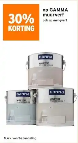 GAMMA 30% KORTING op GAMMA muurverf ook op mengverf aanbieding