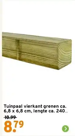 GAMMA Tuinpaal vierkant grenen ca. 6,8 x 6,8 cm, lengte ca. 240 cm aanbieding