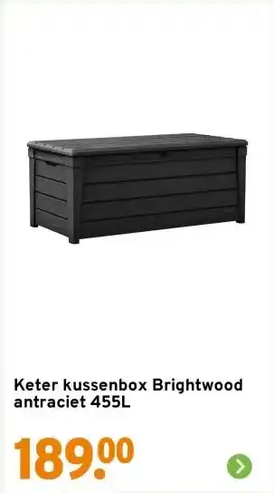 GAMMA Keter kussenbox Brightwood antraciet 455L aanbieding