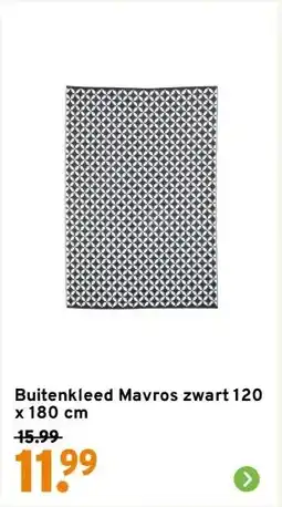 GAMMA Buitenkleed Mavros zwart 120 x 180 cm aanbieding
