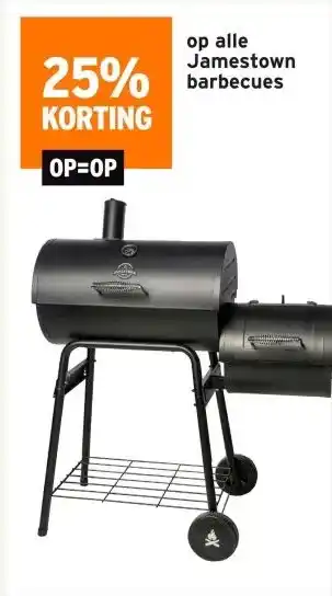 GAMMA 25% KORTING op alle Jamestown barbecues aanbieding