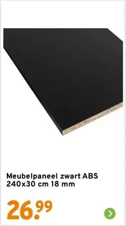 GAMMA Meubelpaneel zwart ABS 240x30 cm 18 mm aanbieding
