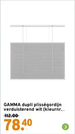 GAMMA GAMMA dupli plisségordijn verduisterend wit (kleurnr. 6011) 60x180 cm (bxh) aanbieding