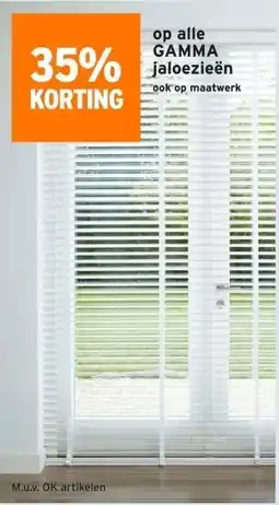 GAMMA 35% KORTING op alle GAMMA jaloezieën ook op maatwerk aanbieding