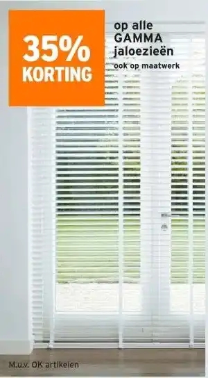 GAMMA 35% KORTING op alle GAMMA jaloezieën ook op maatwerk aanbieding
