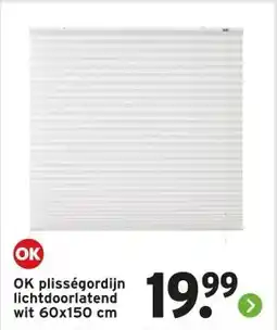 GAMMA OK plisségordijn lichtdoorlatend wit 60x150 cm aanbieding