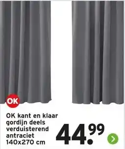 GAMMA OK kant en klaar gordijn deels verduisterend antraciet 140x270 cm aanbieding