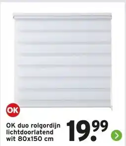 GAMMA OK duo rolgordijn lichtdoorlatend wit 80x150 cm aanbieding