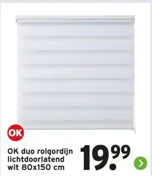 GAMMA OK duo rolgordijn lichtdoorlatend wit 80x150 cm aanbieding