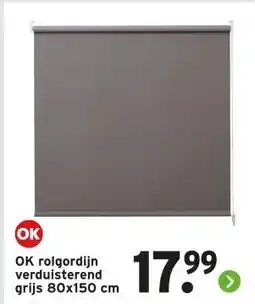 GAMMA OK rolgordijn verduisterend grijs 80x150 cm aanbieding
