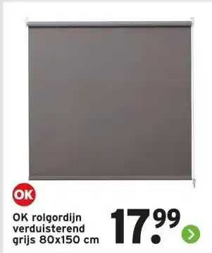 GAMMA OK rolgordijn verduisterend grijs 80x150 cm aanbieding
