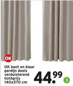 GAMMA OK kant en klaar gordijn deels verduisterend lichtgrijs 140x270 cm aanbieding