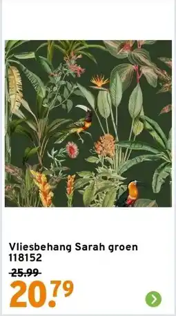 GAMMA Vliesbehang Sarah groen 118152 aanbieding