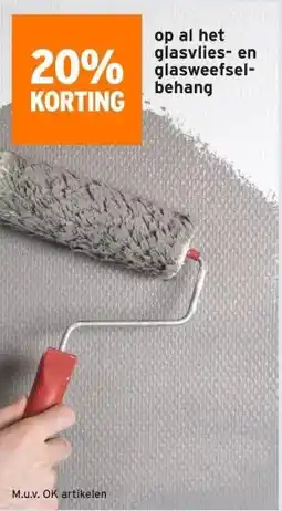 GAMMA 20% korting op al het glasvlies- en glasweeefsel behang aanbieding