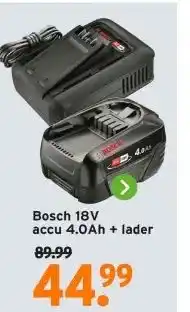 GAMMA Bosch 18V accu 4.0Ah + lader aanbieding