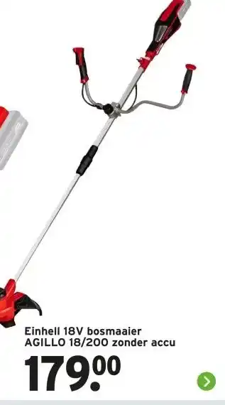 GAMMA Einhell 18V bosmaaier AGILLO 18/200 zonder accu aanbieding