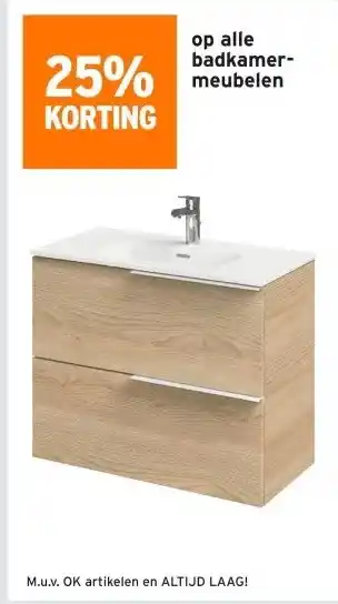 GAMMA 25% KORTING op alle badkamer- meubelen aanbieding