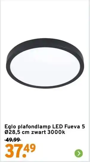 GAMMA Eglo plafondlamp LED Fueva 5 Ø28,5 cm zwart 3000k aanbieding