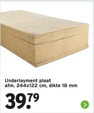 GAMMA Underlayment plaat afm. 244x122 cm, dikte 18 mm aanbieding