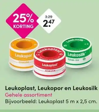 DA Leukoplast, Leukopor en Leukosilk Gehele assortiment aanbieding