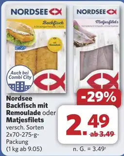 Combi Nordsee Backfisch mit Remoulade oder Matjesfilets aanbieding