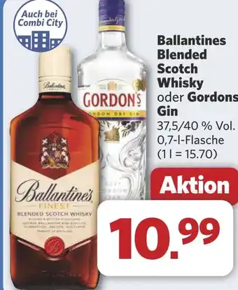 Combi Ballantines Blended Scotch Whisky oder Gordons Gin aanbieding