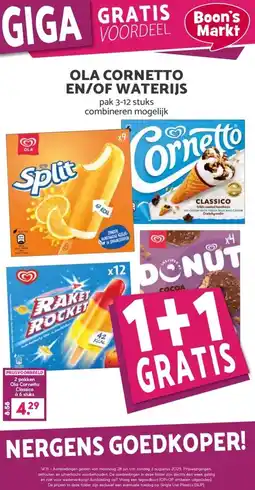 Boon`s Markt OLA CORNETTO EN/OF WATERIJS pak 3-12 stuks combineren mogelijk aanbieding