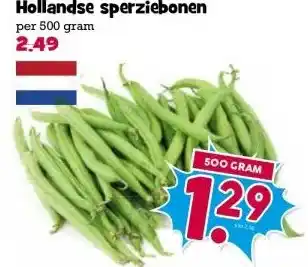 Boon`s Markt Hollandse sperziebonen per 500 gram aanbieding