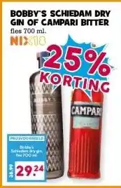 Boon`s Markt BOBBY'S SCHIEDAM DRY GIN OF CAMPARI BITTER aanbieding