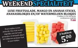 Boon`s Markt LUXE FRUITSALADE, MANGO EN ANANAS STICKS, ANANASBLOKJES EN/OF WATERMELOEN BLOKJES aanbieding