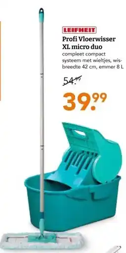 Blokker LEIFHEIT Profi Vloerwisser XL micro duo compleet compact aanbieding
