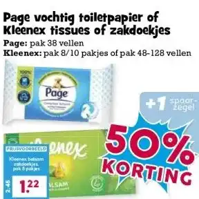 Boon`s Markt Page vochtig toiletpapier of Kleenex tissues of zakdoekjes aanbieding