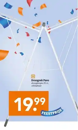 Blokker Droogrek Pavo drooglengte 25 m, uitklapbaar aanbieding