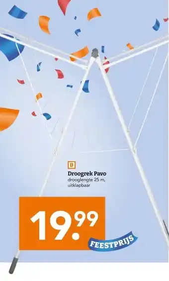 Blokker Droogrek Pavo drooglengte 25 m, uitklapbaar aanbieding