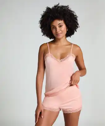 Hunkemoller Hunkemöller Short Velours Kant Roze aanbieding