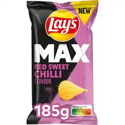 Jumbo Lay's Max Ribbel Chips Red Sweet Chilli 185 gr aanbieding