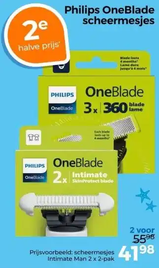 Trekpleister Philips OneBlade scheermesjes aanbieding