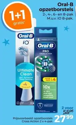 Trekpleister Oral-B opzetborstels 2-, 4-, 6- en 8-pak M.u.v. iO 8-pak. aanbieding